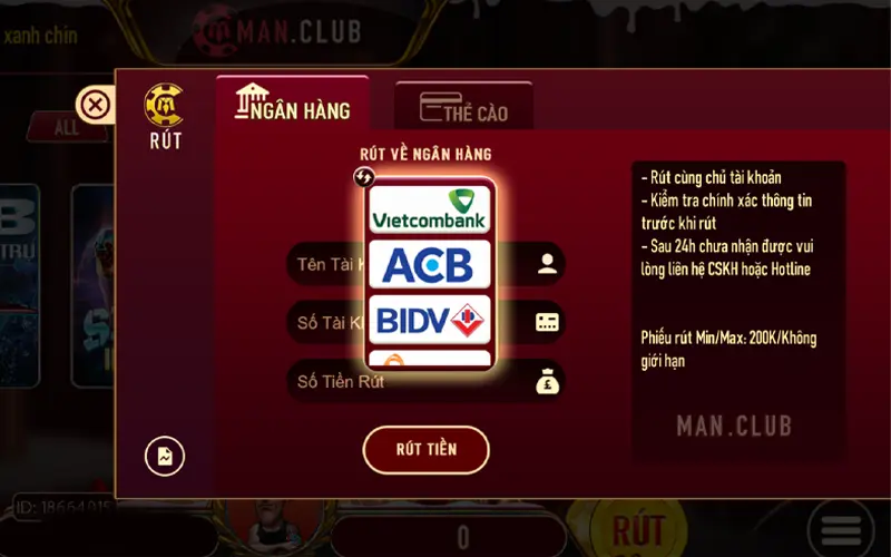 Cách rút tiền ở cổng game Man Club cực nhanh