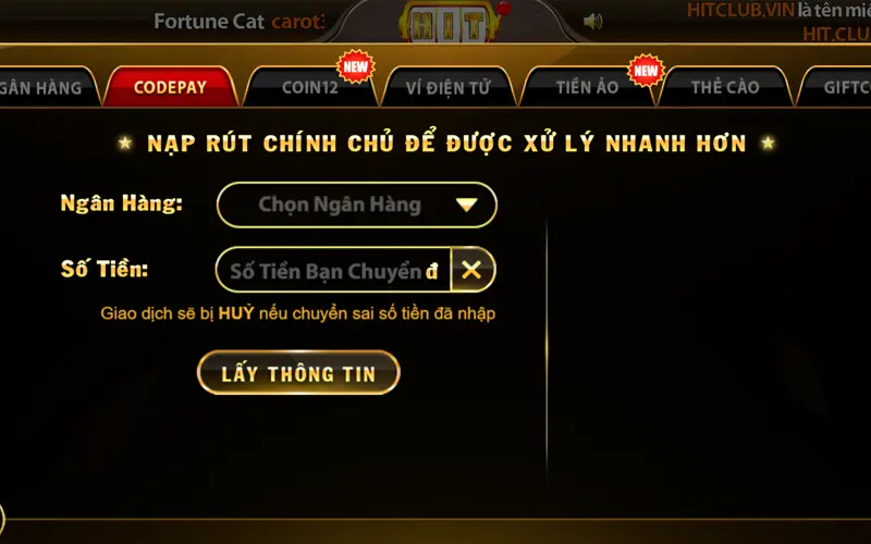 Hướng dẫn nạp tiền HitClub không bị treo