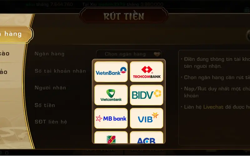 Hướng dẫn rút tiền tại Iwin