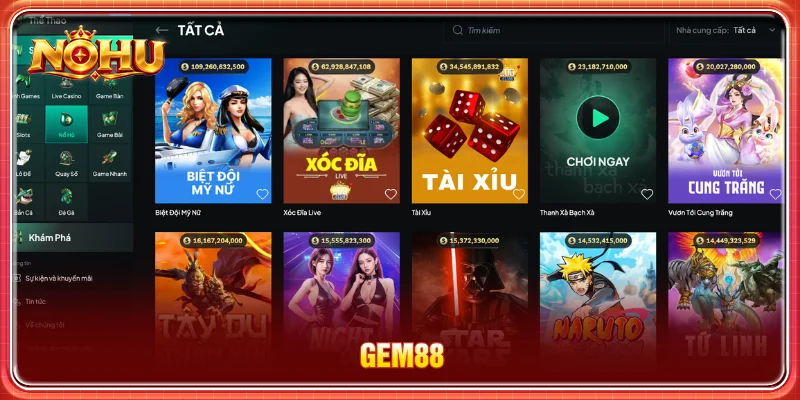 GEM88 là top nhà cái tổng hợp các tựa game hot nhất