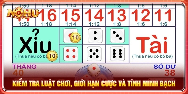 Kiểm tra luật chơi, giới hạn cược và tính minh bạch